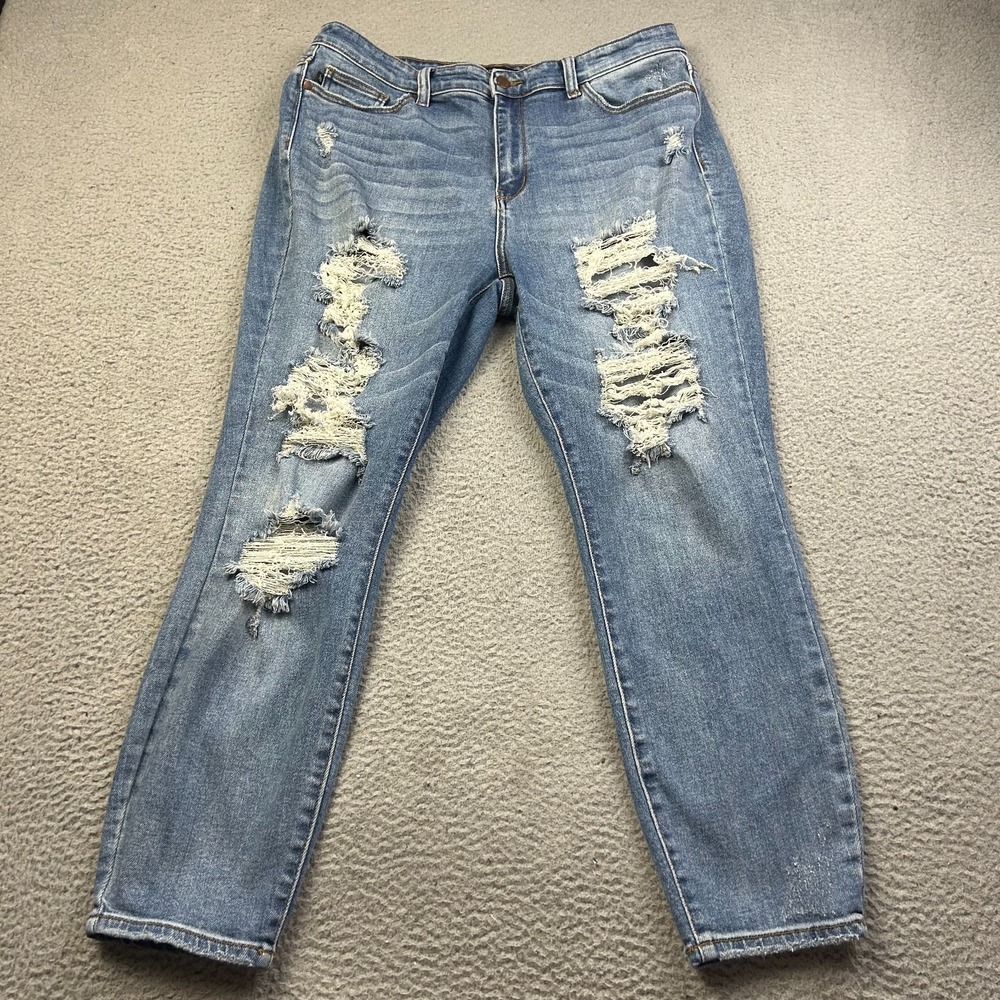 Judy Blue Jeans Women  Distressed High Rise Destroyed Boyfriend Stretch 13/31